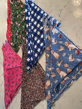 75 Pcs + Dog Grooming Bandanas - Handmade - Sm dog size -
